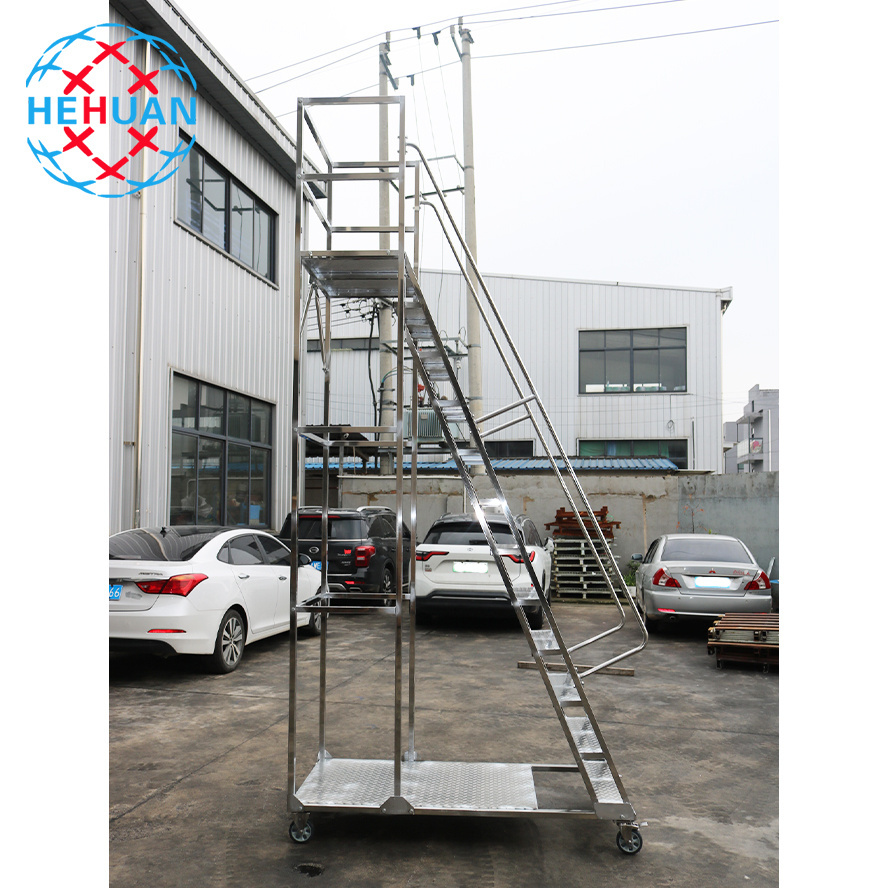 Custom Logo Multi-Purpose Detachable Step 3m Warehouse Safety Rolling Platform Ladder