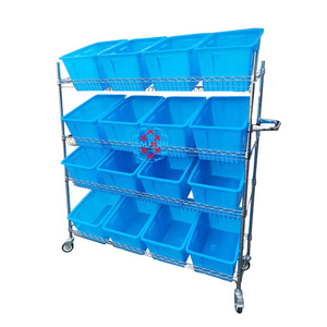 Industrial Chrome Wire Shelving Stackable Storage Bin Heavy Duty Industry Storage Box Plastic Bin Tool Storage Shelf