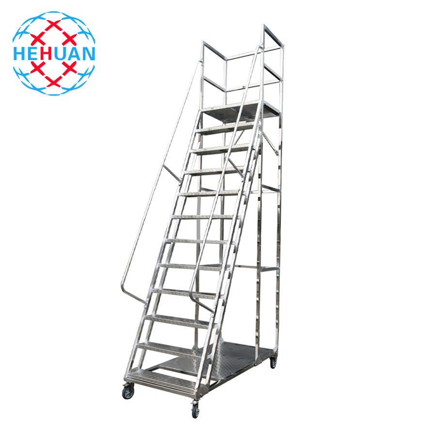 Custom Logo Multi-Purpose Detachable Step 3m Warehouse Safety Rolling Platform Ladder