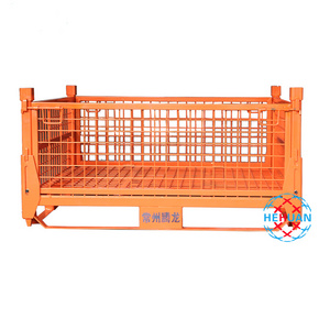 Straight Wall Stackable Container Warehouse Storage Steel Wire Mesh Stillage Cage With Mesh Bottom