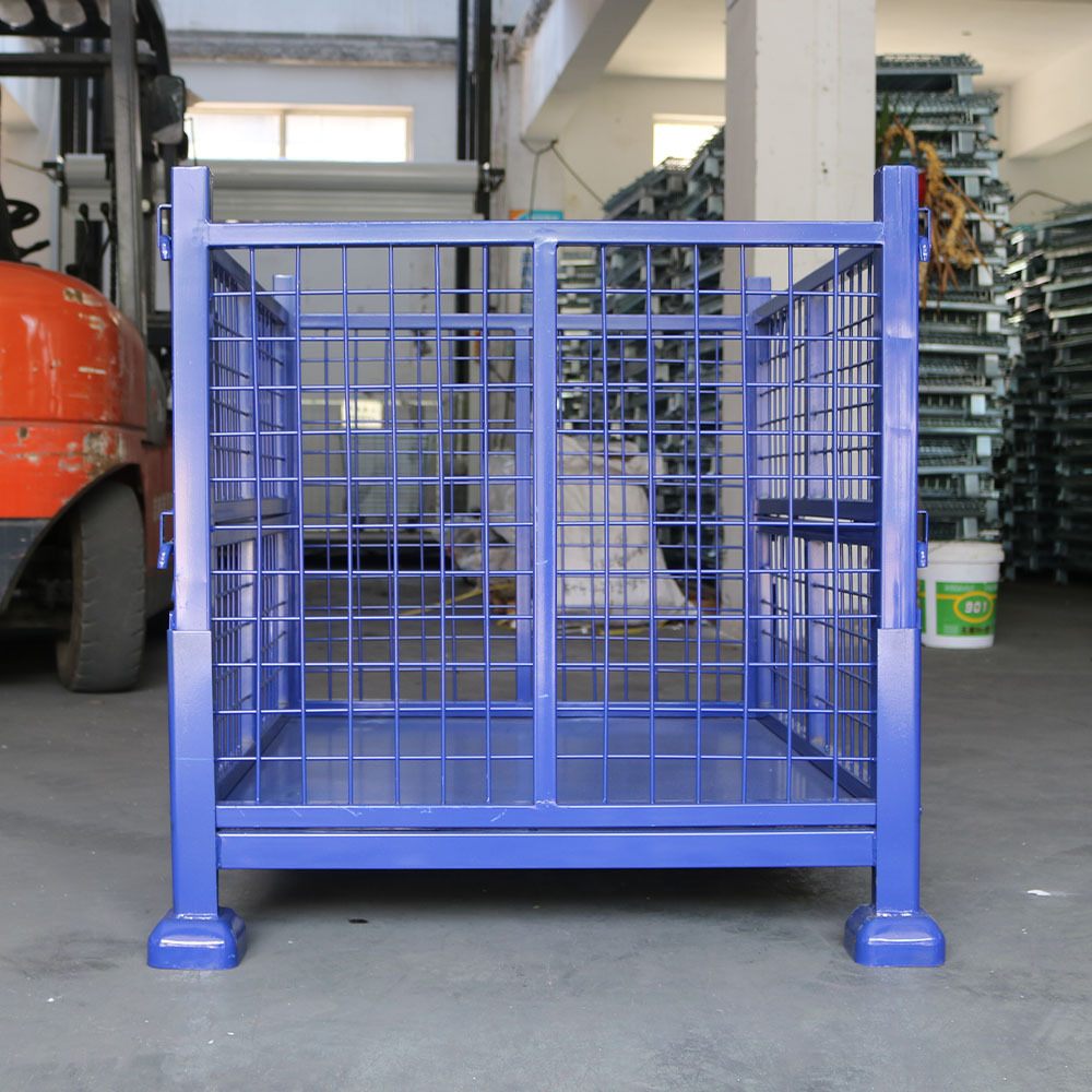 Foldable Stackable Mesh Cage Removable Pallet Container Wire Mesh Cage Stillage