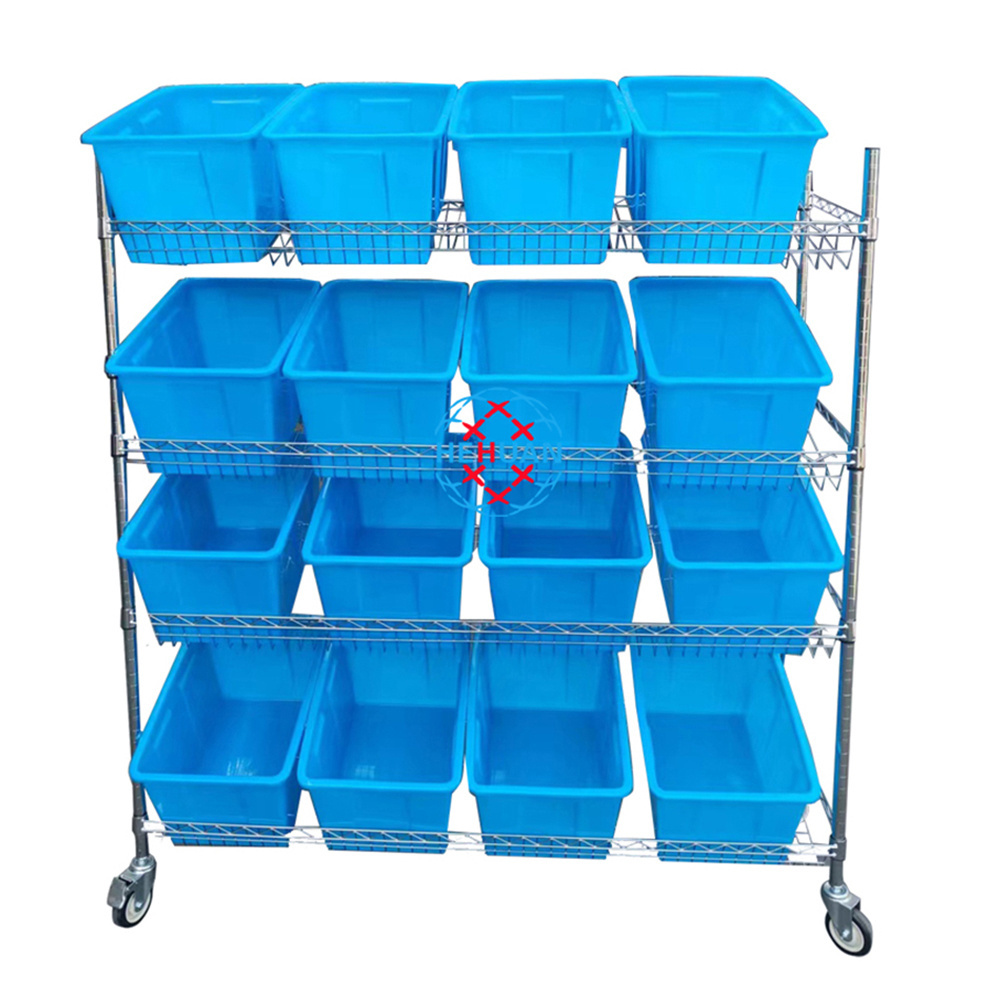 CE Approved High Quality Shelving Unit Heavy Duty 4 Tier Chrome Metal Rack Wire Shelf