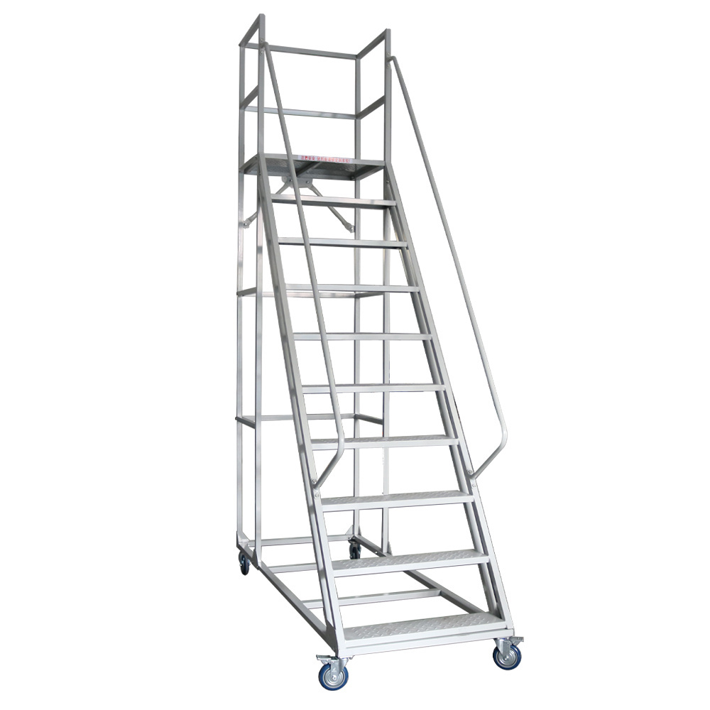 Wholesale New Product Portable 9 Steps 2.5m Platform Warehouse Climbing Ladder With Armrests