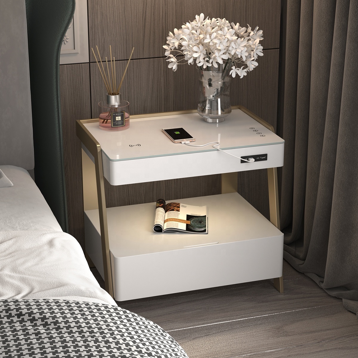 Modern Design Smart Home Furniture For Living Room  With Drawer  smart bedside Table smart cabinet