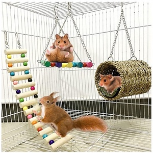 Hamster Climbing Bridge, Small Animal Ladder Hammock Swing Set Toys for Bird Guinea Pig Chinchilla