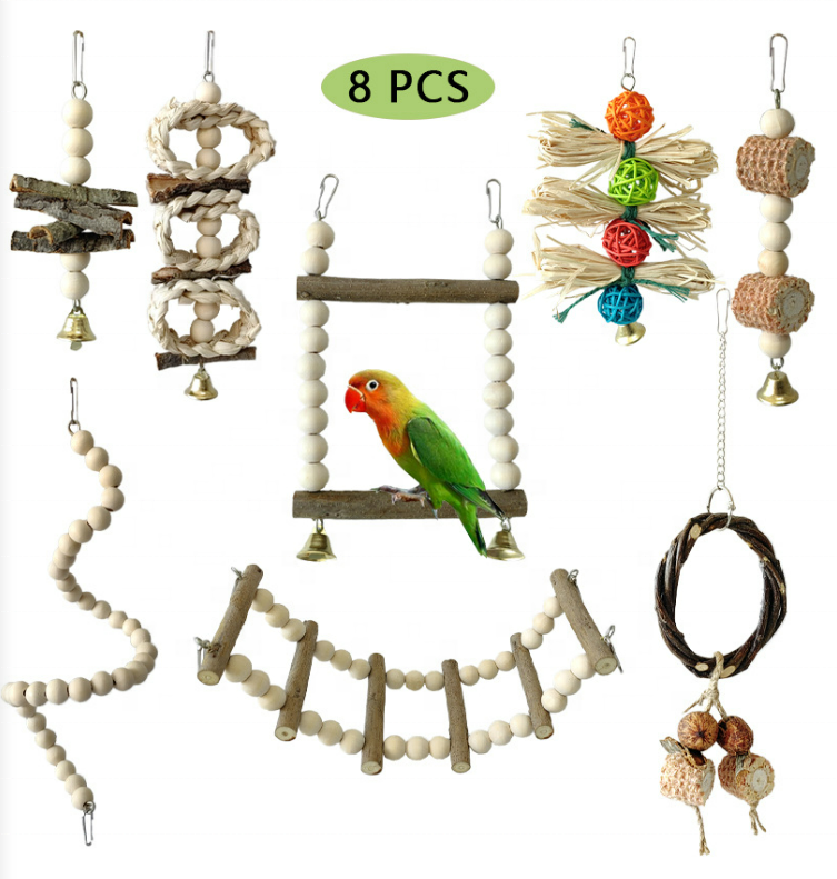 Wholesale Large Bird Parrot Chewing Toy - Natural Wooden Blocks Bird Parrot Tearing chew play toys bird wood swing