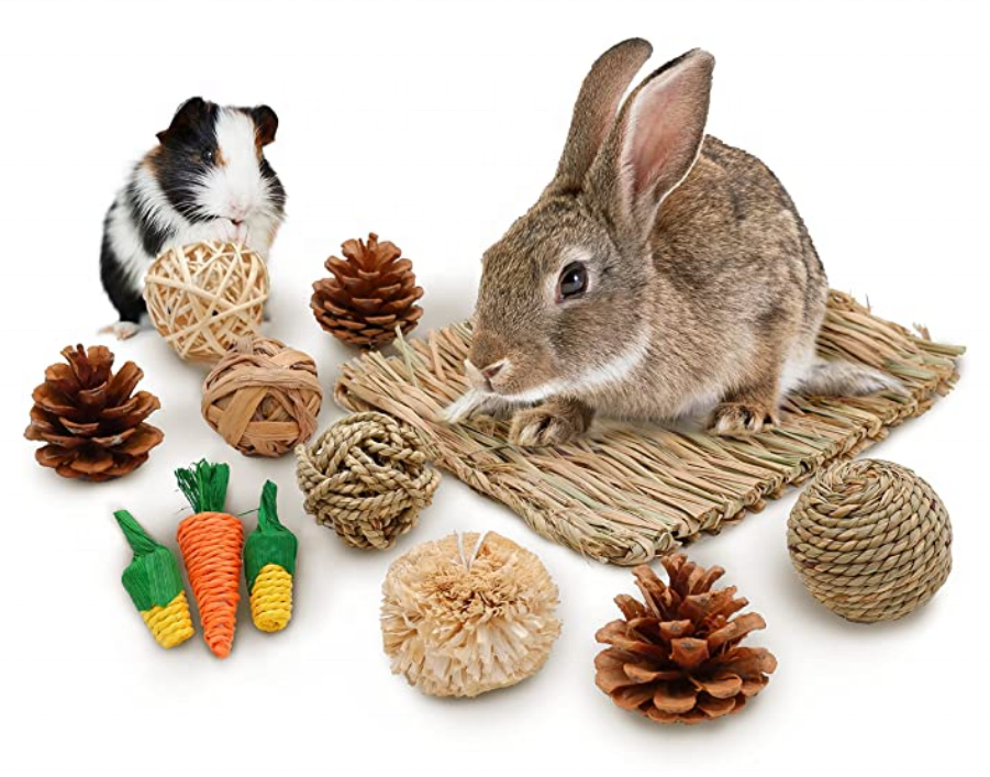 Rabbit Bunny Chew Toys Woven Mat Guinea Pig Chinchilla Squirrel Hamster Cat Dog Small Animal straw mat