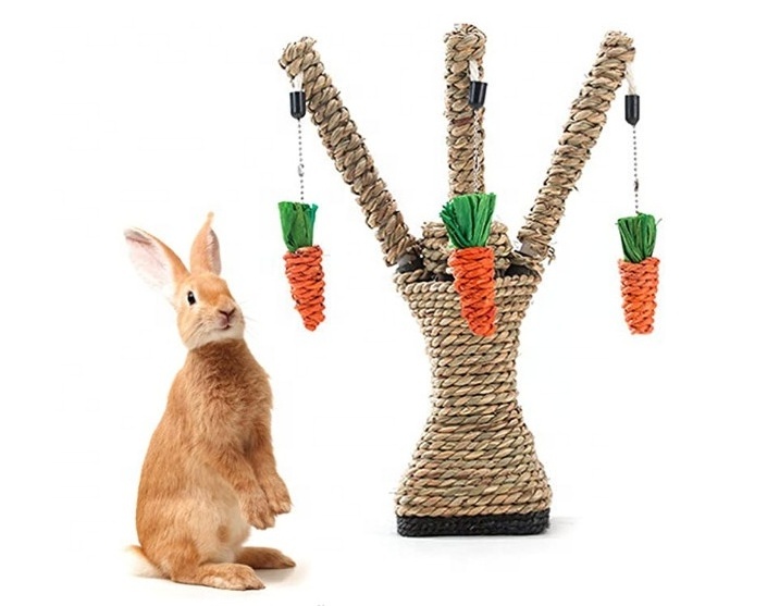 Bunny Fun Tree Rabbit Perfect Chew Bite Toys Scratcher Climbing Carrot Small Animal Cat Guinea Pig Tooth Cleaning Activity Play