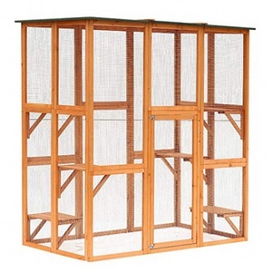 71" x 39" x 71" Large Wooden Outdoor Cat Enclosure Catio Cage 6 Platforms