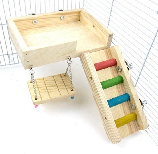 Ray Wooden Swing Ladder Resting Platform Set Mouse Chinchilla Rat Gerbil Dwarf Hamster