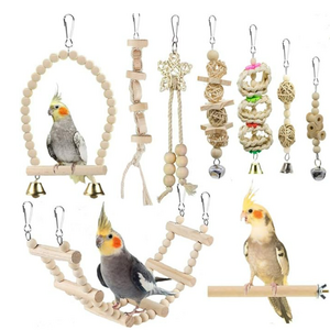 Bird Parrot Swing Toys Chewing Standing Hanging Climbing Ladder Bird Cage Toys Budgerigar Parakeet Conure Love Birds