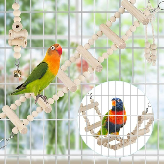 Bird Parrot Swing Toys Chewing Standing Hanging Climbing Ladder Bird Cage Toys Budgerigar Parakeet Conure Love Birds