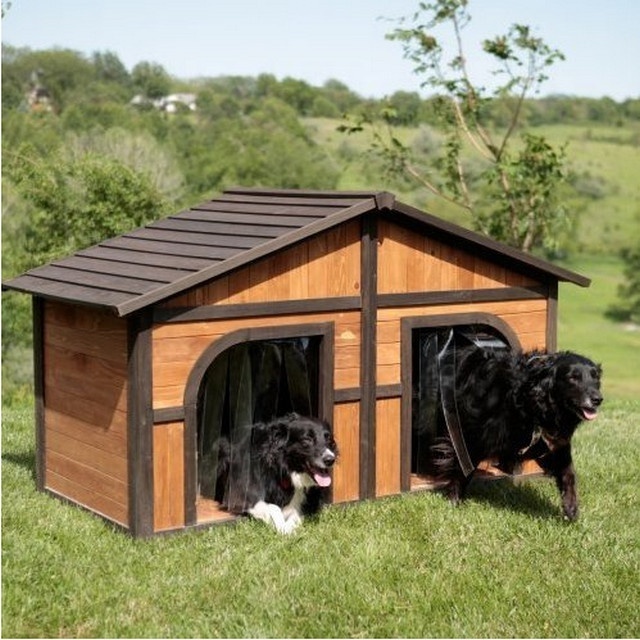 Extra Large Solid Wood Dog Houses Suits Two Dogs Or 1 Large Breeds Outdoor Dog Bed Has A Raised Bottom and Natural Insulation