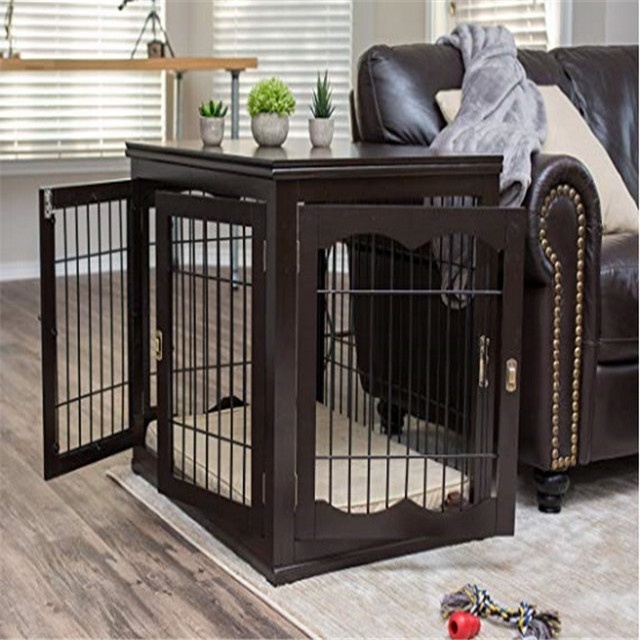 Dog wood Crate with Cushion  Triple Door Medium Dog Crate /Medium Triple Door Dog Crate White or Coffee