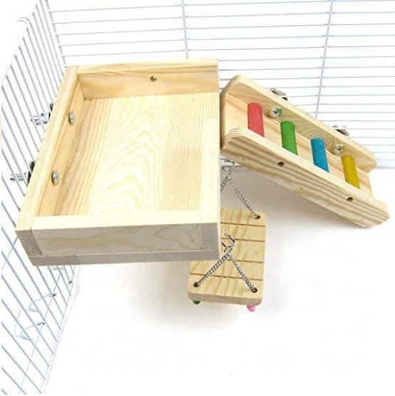 Ray Wooden Swing Ladder Resting Platform Set Mouse Chinchilla Rat Gerbil Dwarf Hamster