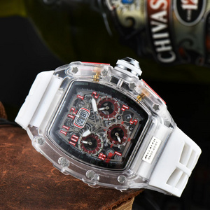 Top Brand Luxury Unique Stainless Steel back Luminous Iced out  Plastic Case Japanese Men Quartz Movement Watches