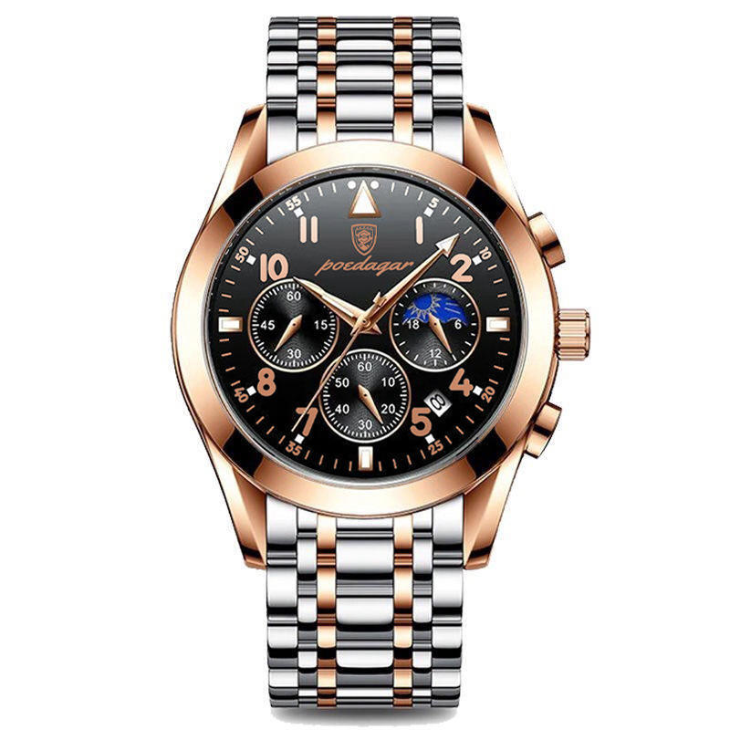 Men Watches Stainless Steel Fashion New Rose Gold Leather Wristwatch Waterproof Luminous Montres Masculino Reloj Quartz Watch