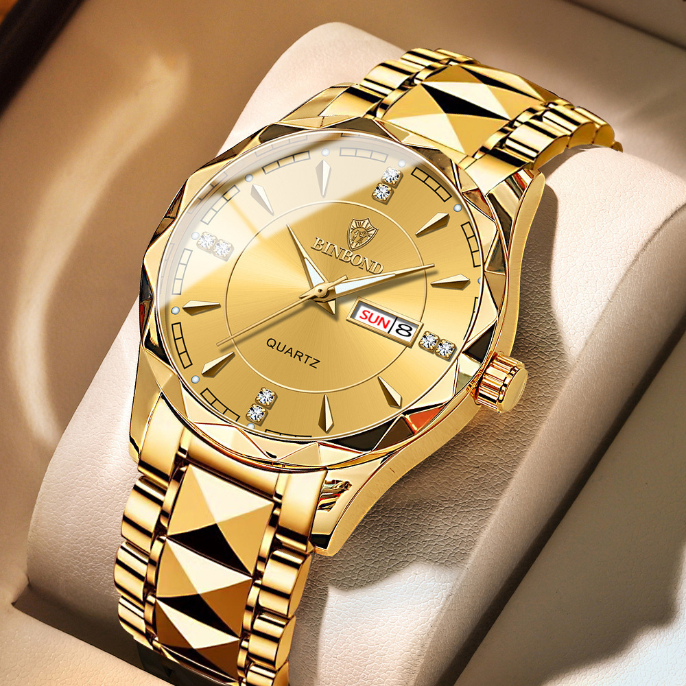 China Factory Couple Fashion Gold Quartz Custom Logo Watch Men Wrist Cheap Stainless Steel Mens Women For Lover Hand Watch