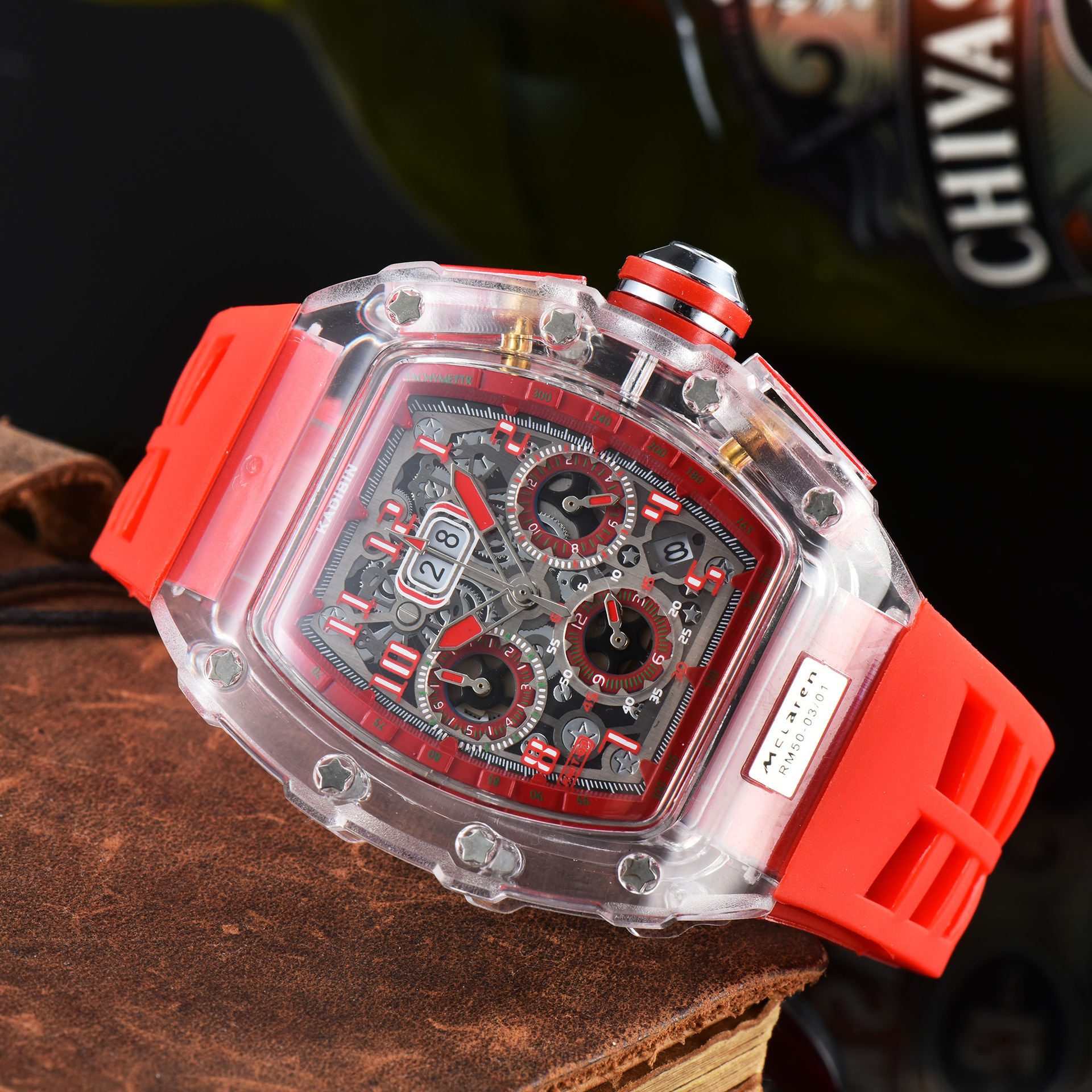 Top Brand Luxury Unique Stainless Steel back Luminous Iced out  Plastic Case Japanese Men Quartz Movement Watches