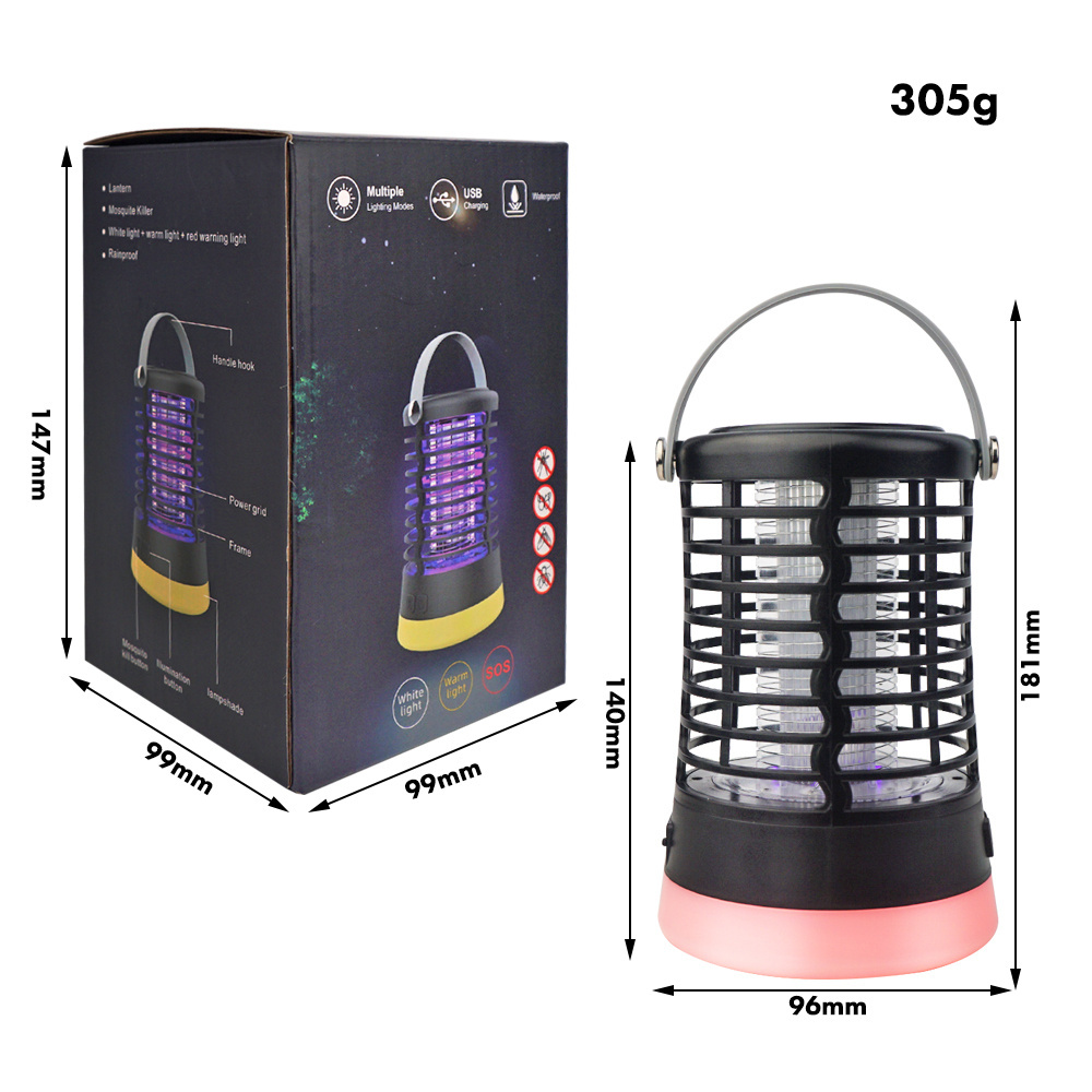 2 in 1 Bug Zapper Insect Repellent LED Night Light Lantern Electric Rechargeable Mosquito Killer Lamp