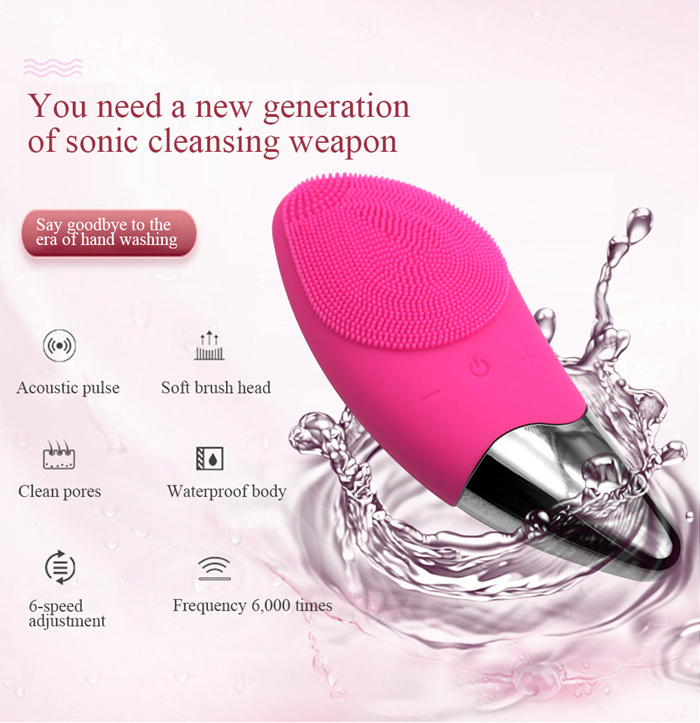 Unique Design Electric silicone waterproof face massage facial cleansing brush