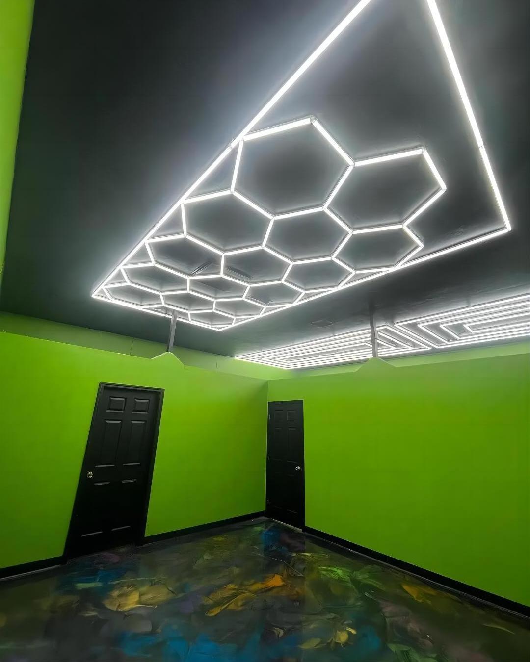 Honeycomb LED Hexagon Detailing Workshop Light Garage and Car Shop Work Garage Light Durable LED Ceiling Light for Workshops