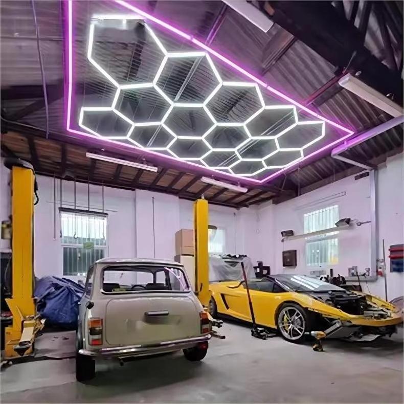 Honeycomb LED Hexagon Detailing Workshop Light Garage and Car Shop Work Garage Light Durable LED Ceiling Light for Workshops