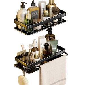 Aluminum Self Adhesive Double Bathroom Shower Shelf Kitchen Corner Racks Shower Caddy storage shelves