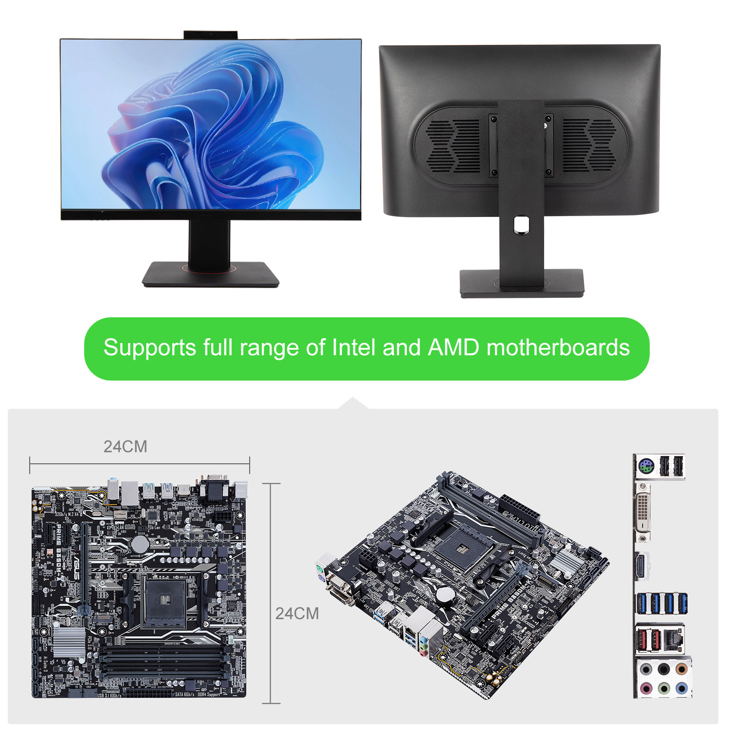 New design AIO pc 23.8 inch mounted industrial panel pc industrial computer cpu price i3 i5 i7 1920*1080p