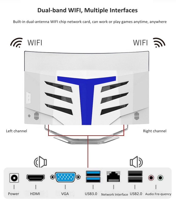 discrete card 27 inch AI0 desktop computer Oem Brand Ups Core Laptops I3 I5 I7 Office Business Gaming Computer