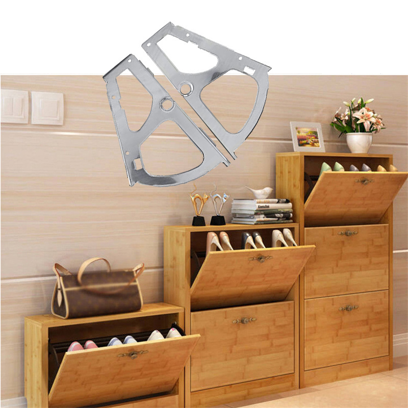 Shoes Cabinet Flip Frame Shoe Rack Hinges Flip Drawer Hinge Stainless Steel Double Layers Shoe Rack Accessories For Living Room