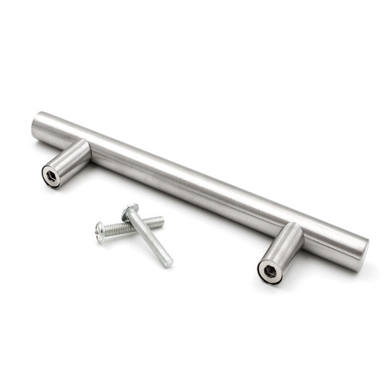 Furniture Cabinet Drawer Pulls Stainless Steel Finish Hollow Tube T Bar Drawer Handles