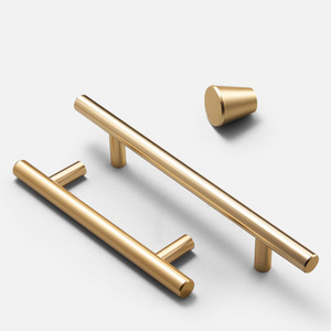 Luxury Aluminum Handles and Knobs Door Handle for Kitchen Cabinet Brass Cylinder Modern Furniture Handle & Knob 12mm 34mm 100pcs