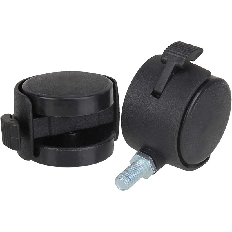 Wholesale Price M10 Black Replacement Caster For Furniture Wheels Office Chair Caster With Locking Brake Plastic Wheels Hardware