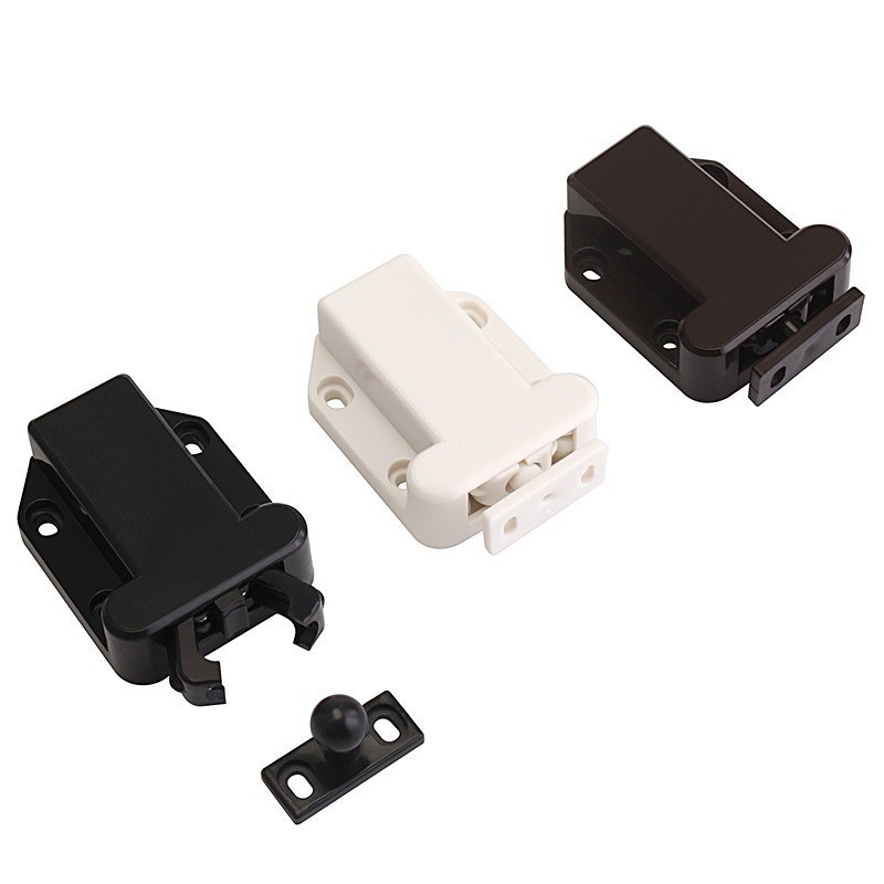 Hot Sales Spring Loaded Press Button ABS Plastic Bolt Sliding Lock Latch For Door Furniture Hardware Accessories