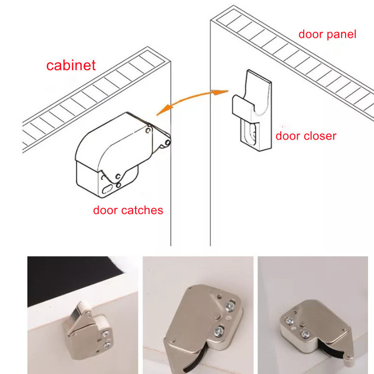 Cabinet Hardware Door Catches Furniture Locks Door Rebound Magnet Damper Push To Open Latch Cabinet Door Catcher