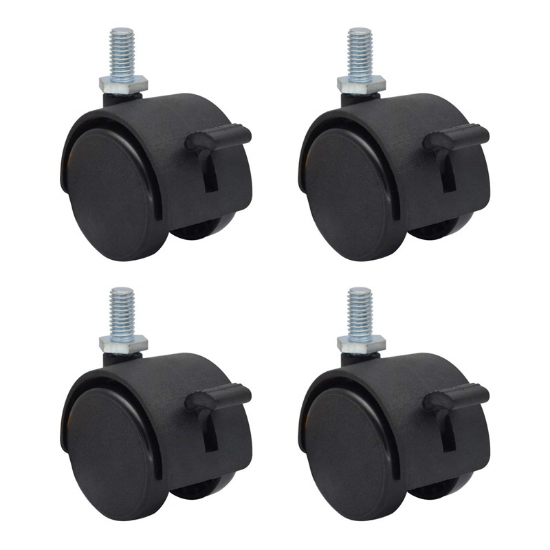 Wholesale Price M10 Black Replacement Caster For Furniture Wheels Office Chair Caster With Locking Brake Plastic Wheels Hardware