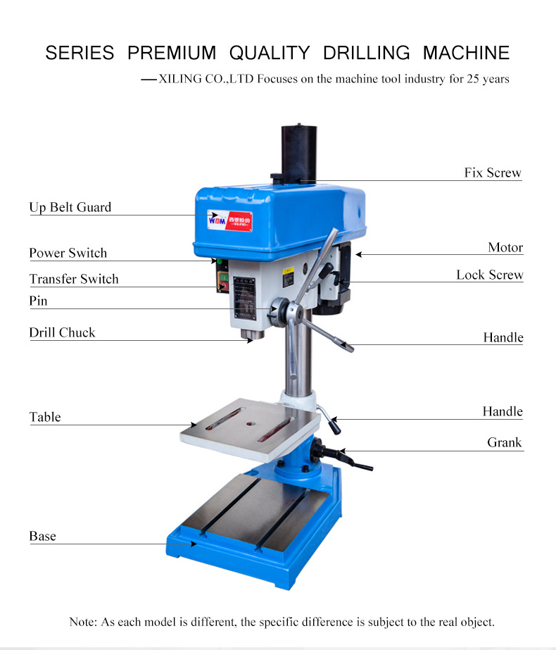 WDDM 25mm 1100W  Desk Top Industry Level Mini Bench Drill Press Stand Drilling Machine with Display