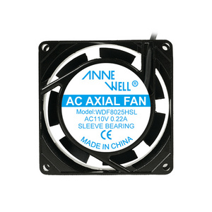 AnneWell 110 V 80*80*25 mm Sleeve Bearing 19 CFM 2300 RPM 13 W Equipment Exhaust Fan AC Muffin Axial Cooling Fan