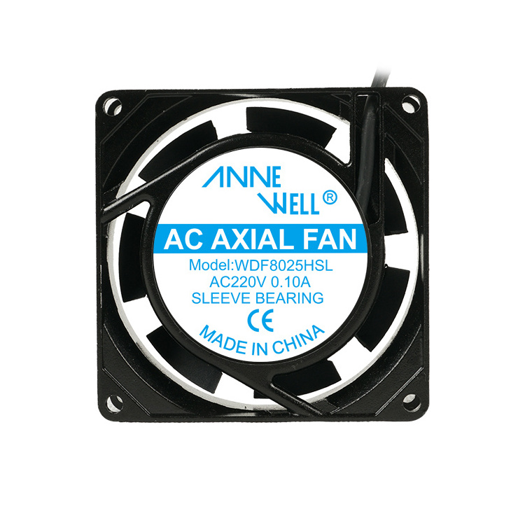 Big Air Flow 80MM 220 V AC Fan Sleeve Bearing Cooling Fan with Metal Guard 50/60 HZ 2600 RPM Fan Cooler for Industrial Equipment