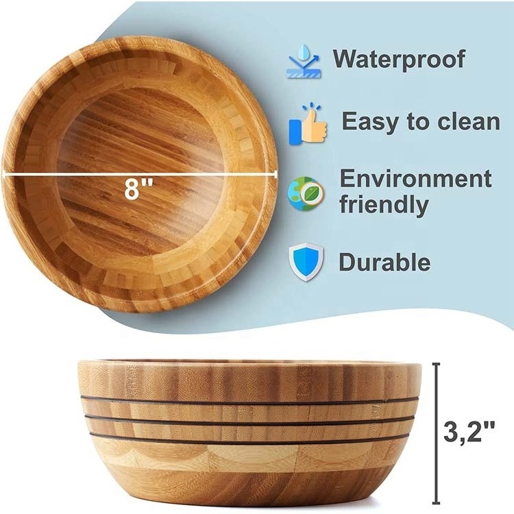 Wholesale Nature Large Salad Mixing Bowl Bamboo Wooden Dough Bowls Wholesale for kitchen