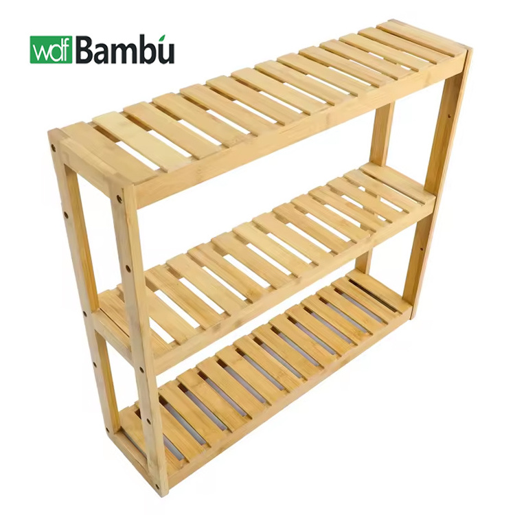 Custom 3 Tier Modern Portable Stackable Bamboo Wooden Shoe Racks Organizer For Home