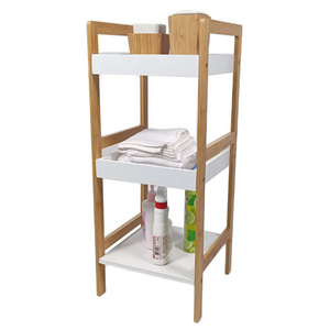 WDF Custom Etagere Storage racks shelving units shower caddy bathroom organizer estante de madera 3-tier bamboo bathroom shelf