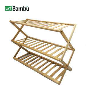 Hot sale ODM collapsible foldable shoe storage rack organizer design wood bench stand for home bamboo wooden shoe rack