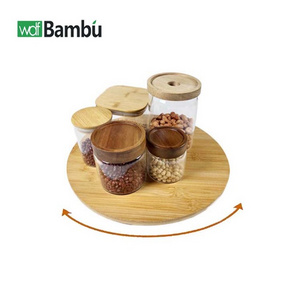 Factory custom  lazy susan organizer storage decorative tray bamboo lazy susan turntable for Cabinet Pantry Table Organization