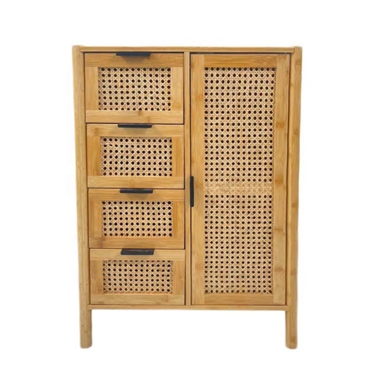 WDF High Quality Custom Wooden Dolap Rattan Cabinet Armarios Habitacion Multifunction Bamboo Cabinets For Living Room