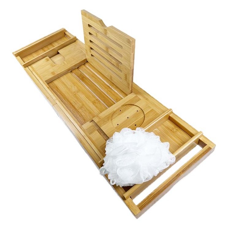 WDF Eco-Friendly Expandable  No-slip Bath Accessory Luxury Bamboo Bathtub Trays Bath Caddy Tray with leg