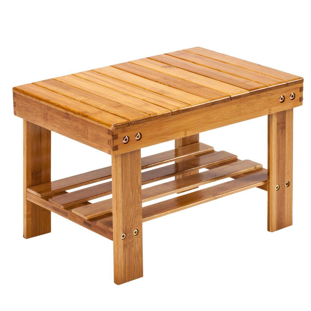 Bamboo Benches For Shoes Home Wooden Chair Shoe Rack Stool Bathroom Bamboo Anti Slip Small Seat Stool with Storage for Kids