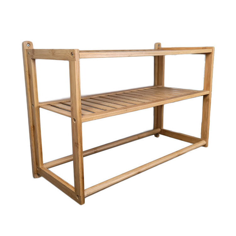 WDF Custom Shower caddy hanging Etagere mural Estantes de pared Repisas flotantes 3-layer Bamboo wall shelves for Bathroom