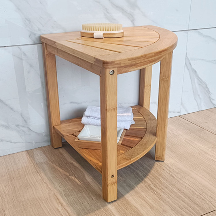 WDF OEM Custom Corner shower stool storage Teak shower seat bench Storage bench seating Shower foot rest for shaving legs